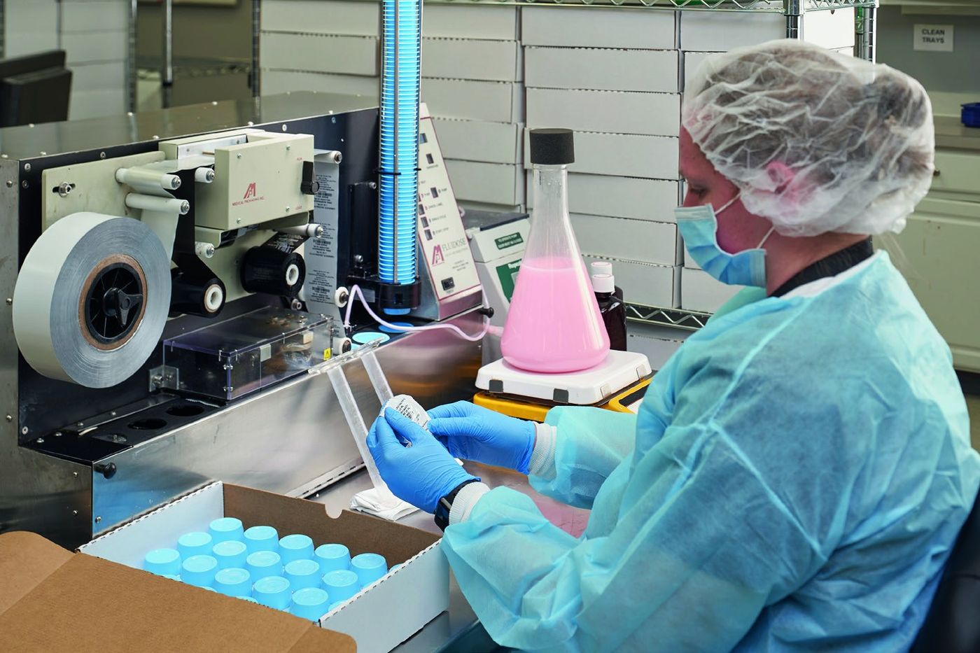 Compounding lab technician at work